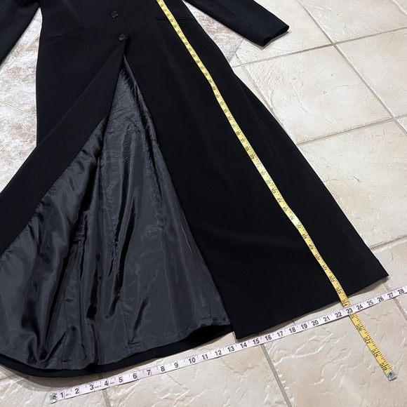 Carmel Zhao Star Georgette Trench Blazer Overcoat Long Designer Black jacket 8 - Picture 8 of 12